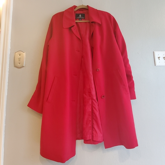 London Fog Red Trench Coat - Picture 1 of 4